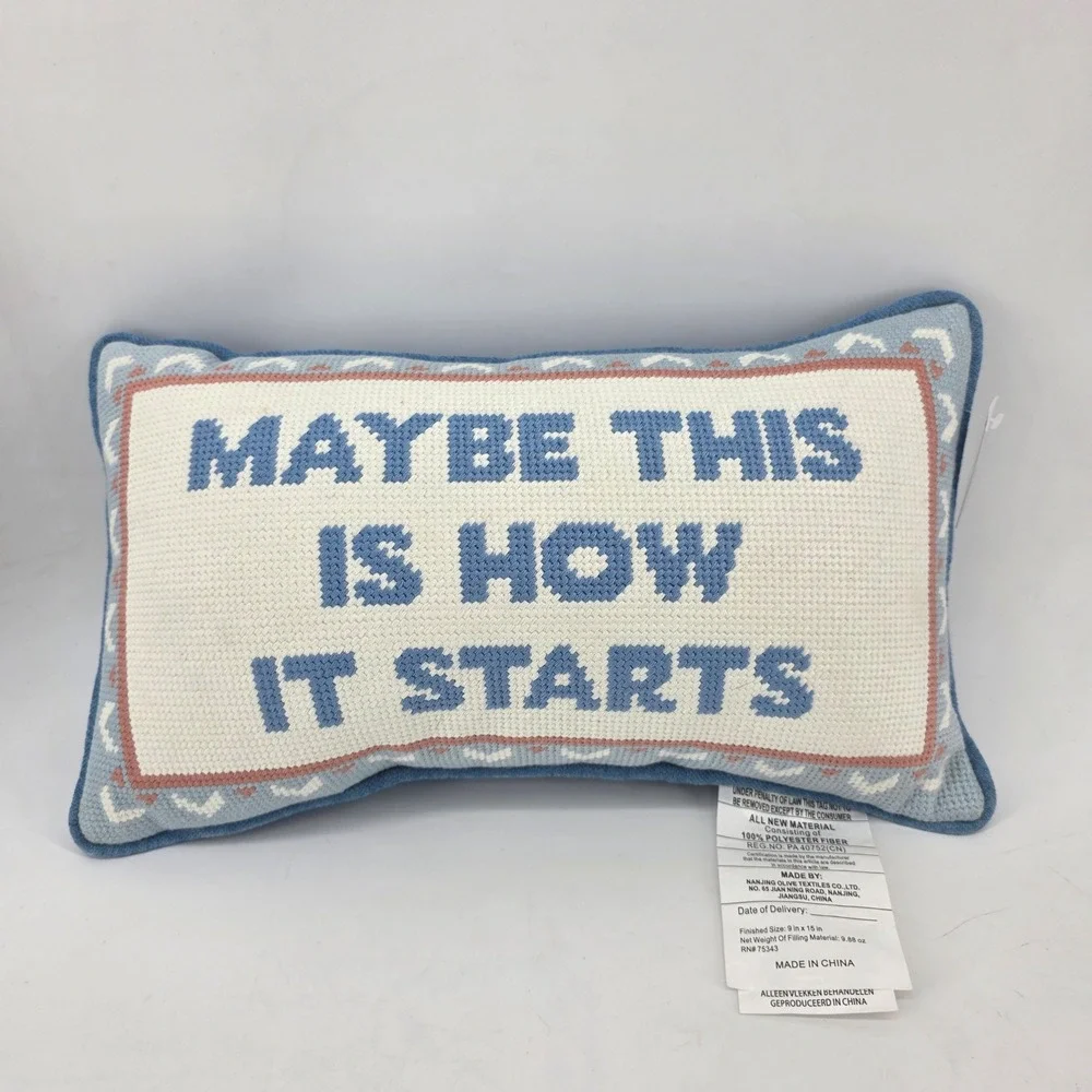 Bouffants & Broken Hearts Kendra Dandy Needlepoint Decorative Pillow Blue White
